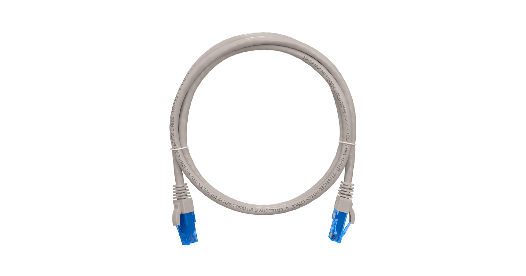 Шнур U/UTP 4 пары Кат.6 2хRJ45/8P8C T568B 7х0205мм PVC серый 2м