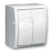 15 Aqua Выключатель двухклавишный с подсветкой IP54 10А 250В винтовой зажим S15A белый