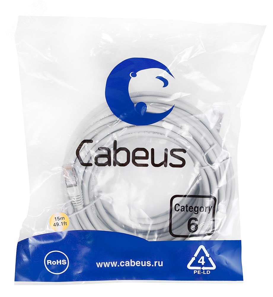 Патч-корд F/UTP, категория 6, 2xRJ45/8p8c, экранированный, серый, LSZH, 15м