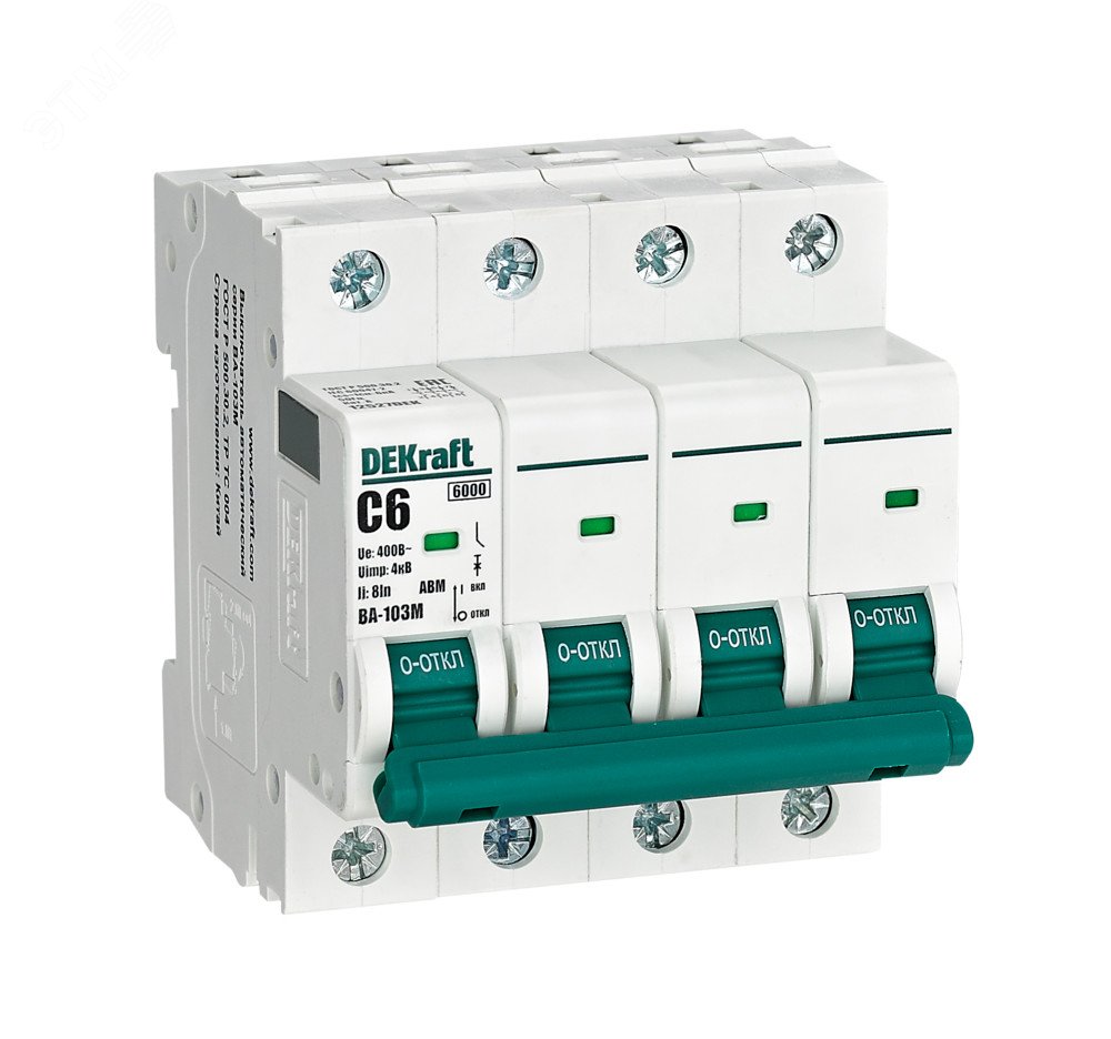 Выключатель автоматический без теплозащиты 4P 6А х-ка C 6кА ВА-103M