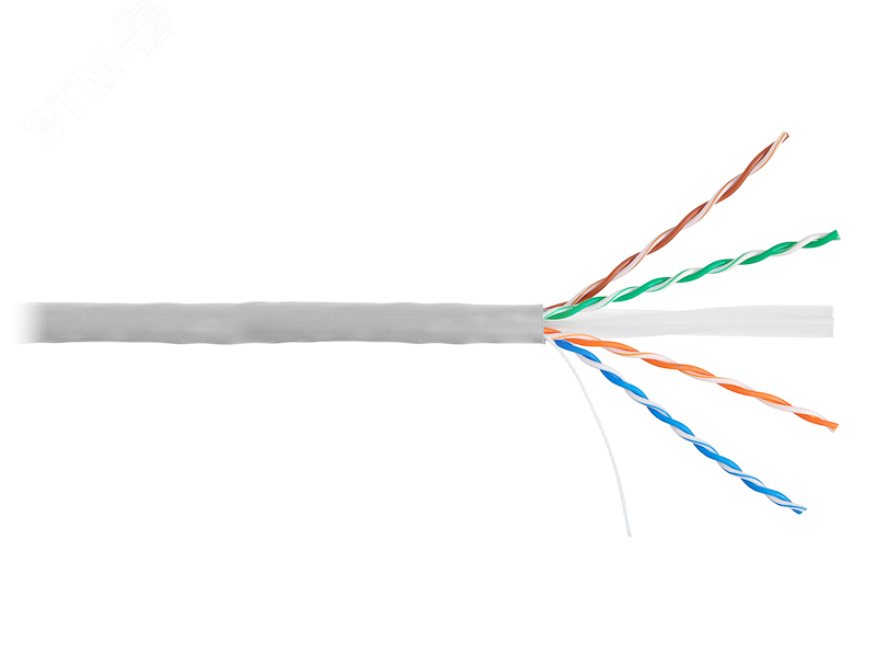 Кабель U/UTP 4 пары, Кат.6, одножильный, медный, внутренний, PVC, серый, 305м
