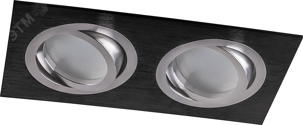 Светильник ИВО-2х50w G5.3 поворотный прямоугольный черный-хром