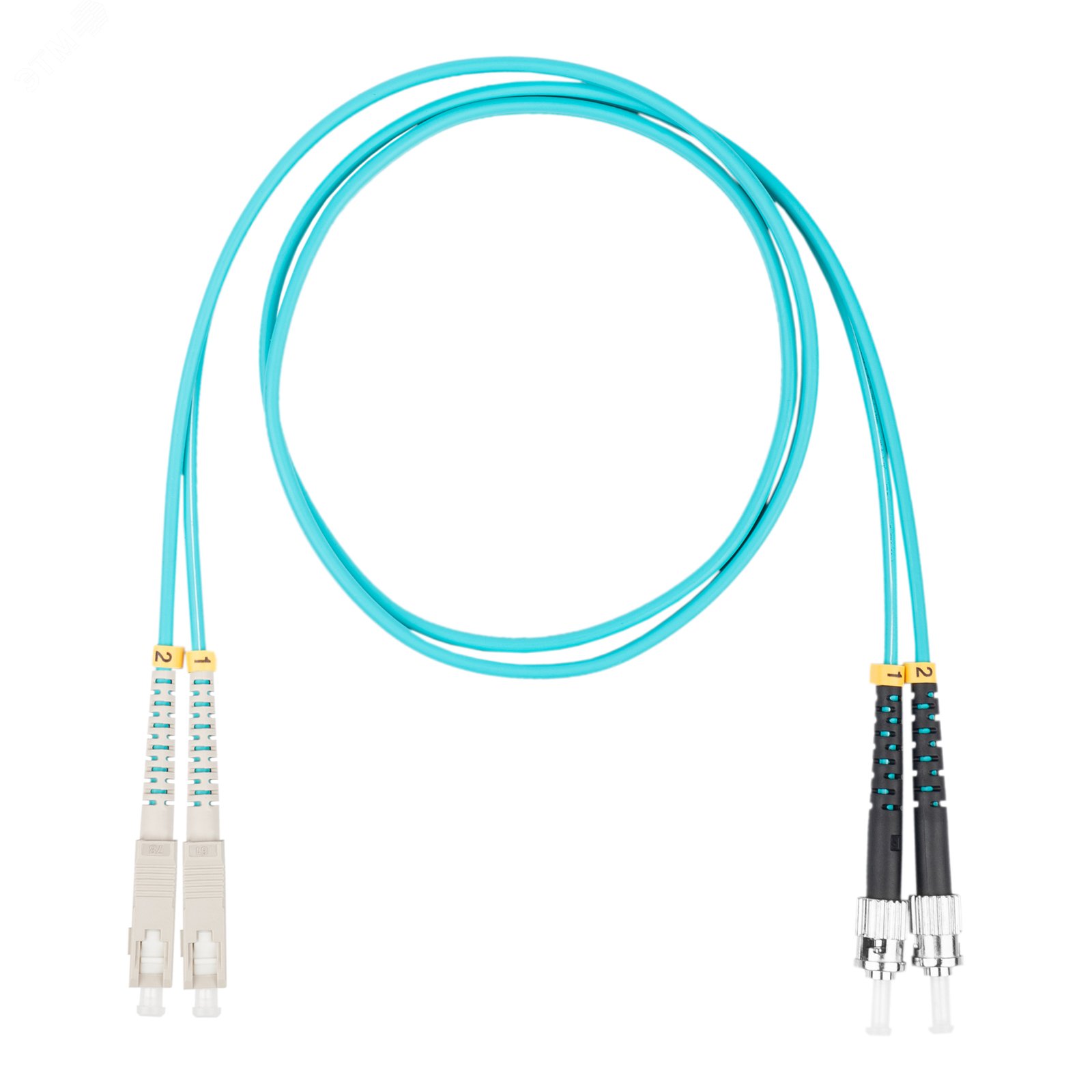 Шнур оптический коммутационный (патч-корд), SC-ST, дуплекс (duplex) OM3, нг(А)-HF, бирюзовый, 20 м