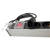 Блок розеток Rem-10 с выкл. 8 Sсhuko 10A алюм. 19 шнур 1.8м IEC 60320 C14