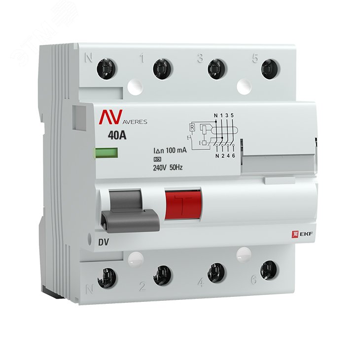 Устройство защитного отключения DV 4P 40А/100мА (A) AVERES