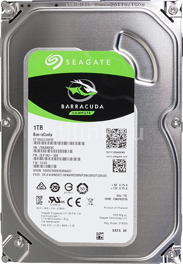 Жесткий диск 1TB Barracuda 3.5'', SATAIII, 7200 об/мин, 64 МБ