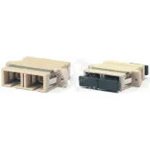 Адаптер оптический проходной SC/APC-SC/APC SM simplex корпус пластиковый зеленый черные колпачки