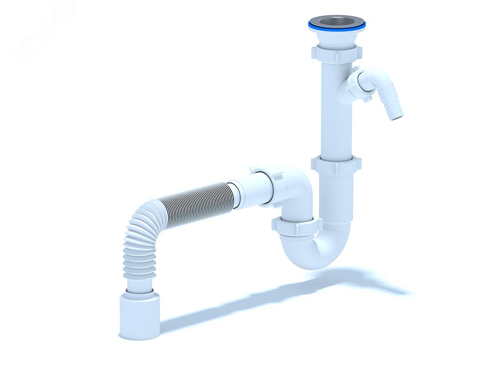 Сифон для мойки АНИ 1 1/2' x 40 прямоточный c отводом для стиральной машины с гибкой трубой 40х50