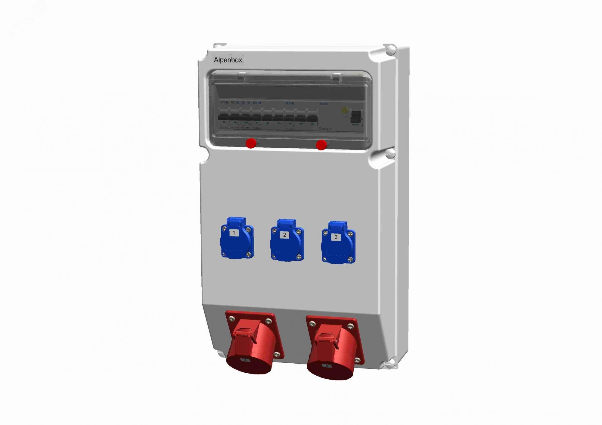 Устройство распределительное 00 3хSHUKO16А250В 2хСЕЕ32А5п с защитой, вход УЗО, 297x504x177, настенное, пластик, IP44