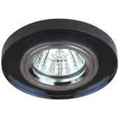 Светильник декор стекло круглое MR16,12V/220V, 50W, хром/черный DK7 CH/BK