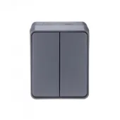 AtlasDesign Profi54 выключатель двухклавишный IP54 10 АХ, АНТРАЦИТ, Россия