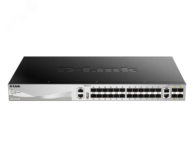 Коммутатор управляемый L3 30 портов, 24хSFP 1000 Мб/с, 2хRJ45, 4хSFP+