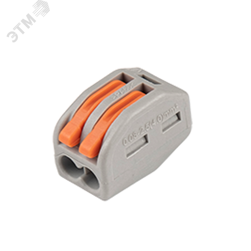 Клеммы монтажные многоразовые PTC-2P 222-412 450V 32A 0,08-2,5(4.0)mm2 , 2 отверстия, серые 10 шт.