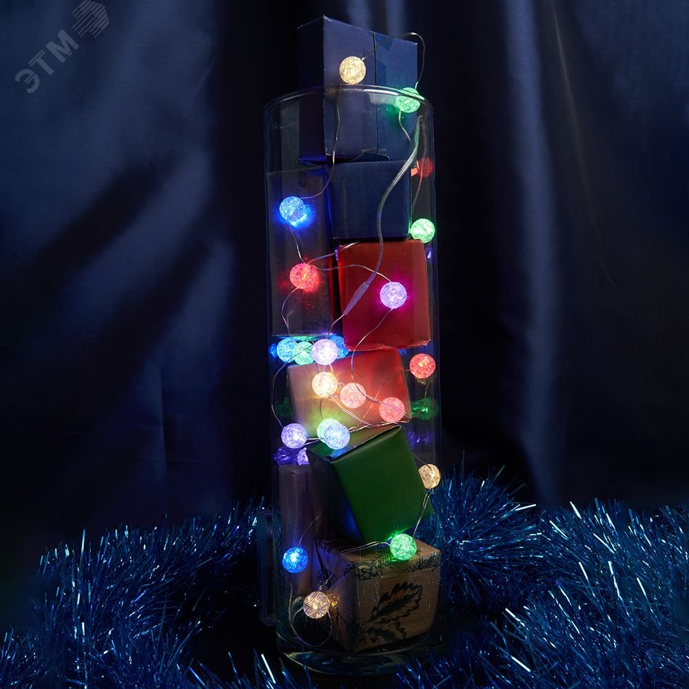 Гирлянда линейная Лед шарики LED мульти 3м от батареек