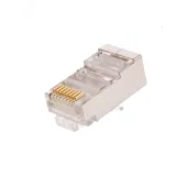 Коннектор RJ45/8P8C под витую пару, Кат.5e (Класс D), 100МГц, покрытие 3мкд, универсальные ножи, дляпроводников 0,47-0,51мм, неэкранированный, уп-ка 100шт