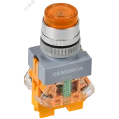 Кнопка D7-11D d=22мм 1з+1р с подсв. жел. GENERICA