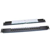 Патч-панель 19' 1U 16 портов RJ45 категория 5e Dual IDC ROHS черный