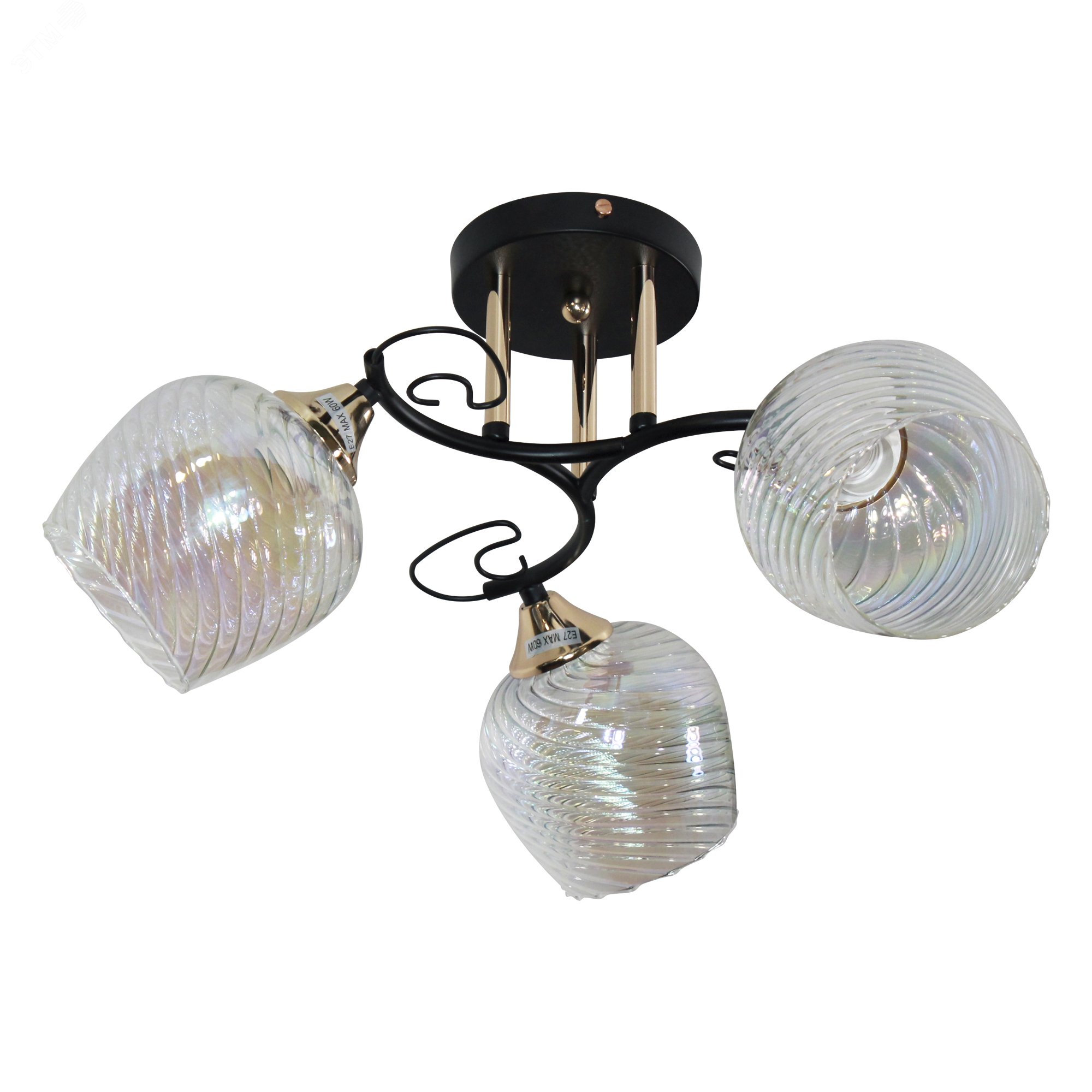 Светильник 11295-9/3 черн.зол (Плафон 8310) НПБ 01-3х60-214 Е27 ИУ Светильник потолочный