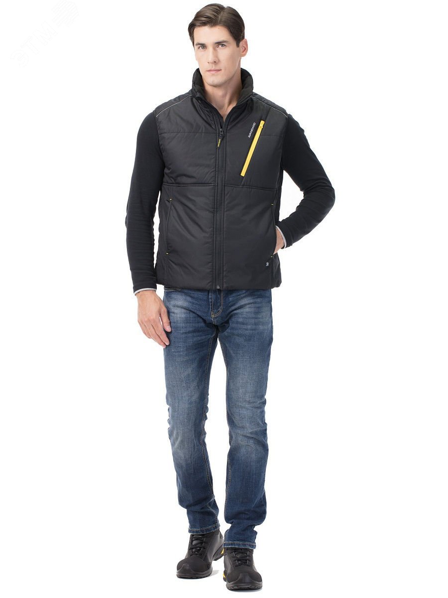 Жилет утеплённый Старт, цвет черный с желтой отделкой, р. 88-92