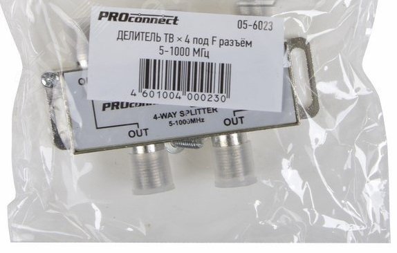 Делитель ТВ х 4 под F разъём 5-1000 МГц PROCONNECT