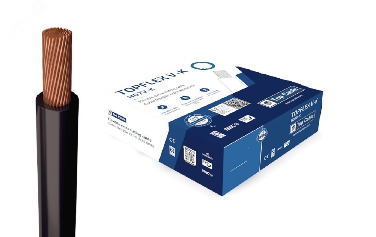 Провод силовой TOPFLEX V-K H07V-K 1х1.5 черный