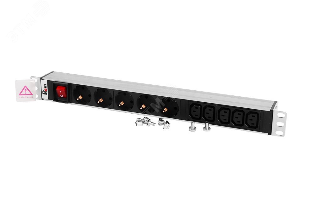 Блок розеток Rem-10 без шнура с выключателем 5 Sсhuko 5 IEC 60320 C13 вход IEC 60320 C14 10A 19'