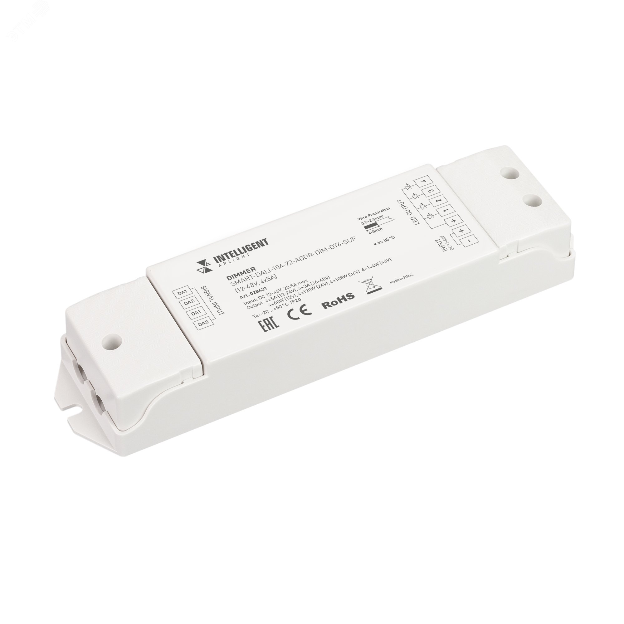 Диммер SMART-DALI-104-72-ADDR-DIM-DT6-SUF (12-48V, 4x5A) (IARL, IP20 Пластик, 5 лет)