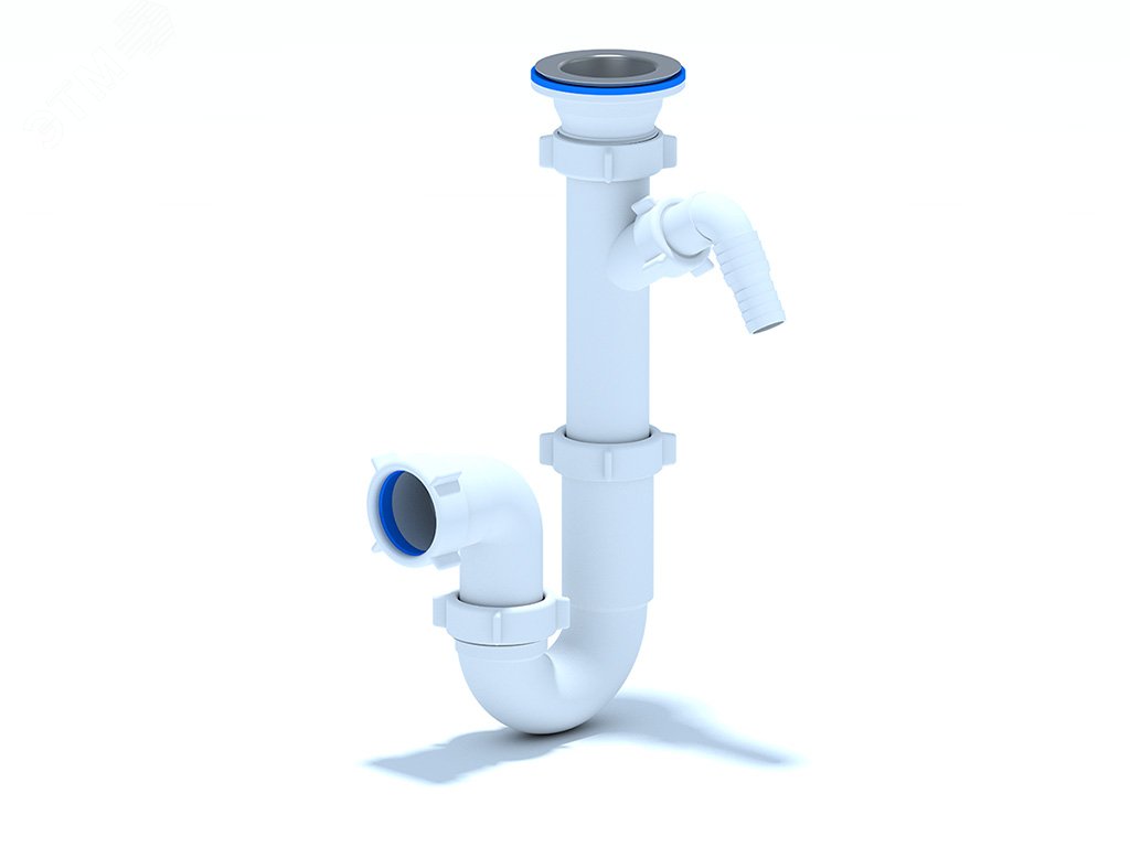 Сифон для мойки АНИ 1 1/2' x 40 прямоточный c отводом для стиральной машины