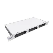 Кросс NTSS оптический 19'' укомплектованный 1U. 8 портов SC/UPC. 9/125 мкм (планки, сплайс-кассета. пигтейлы. КДЗС. адаптеры) серый RAL 7035
