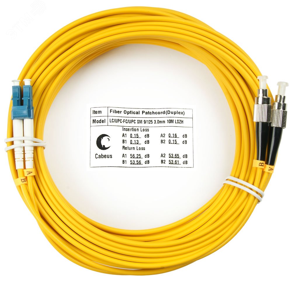 Шнур оптический duplex 25м LC-FC 9/125 sm LSZH