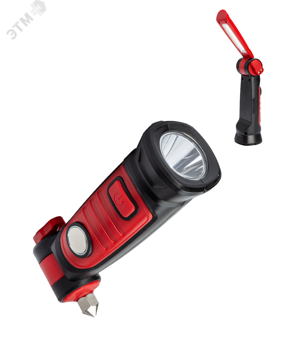 Фонарь рабочая автомобильная  аккум/2Вт+5ВтCOB/Li-ion18650 1200mAh/USB/магн/строп/молот