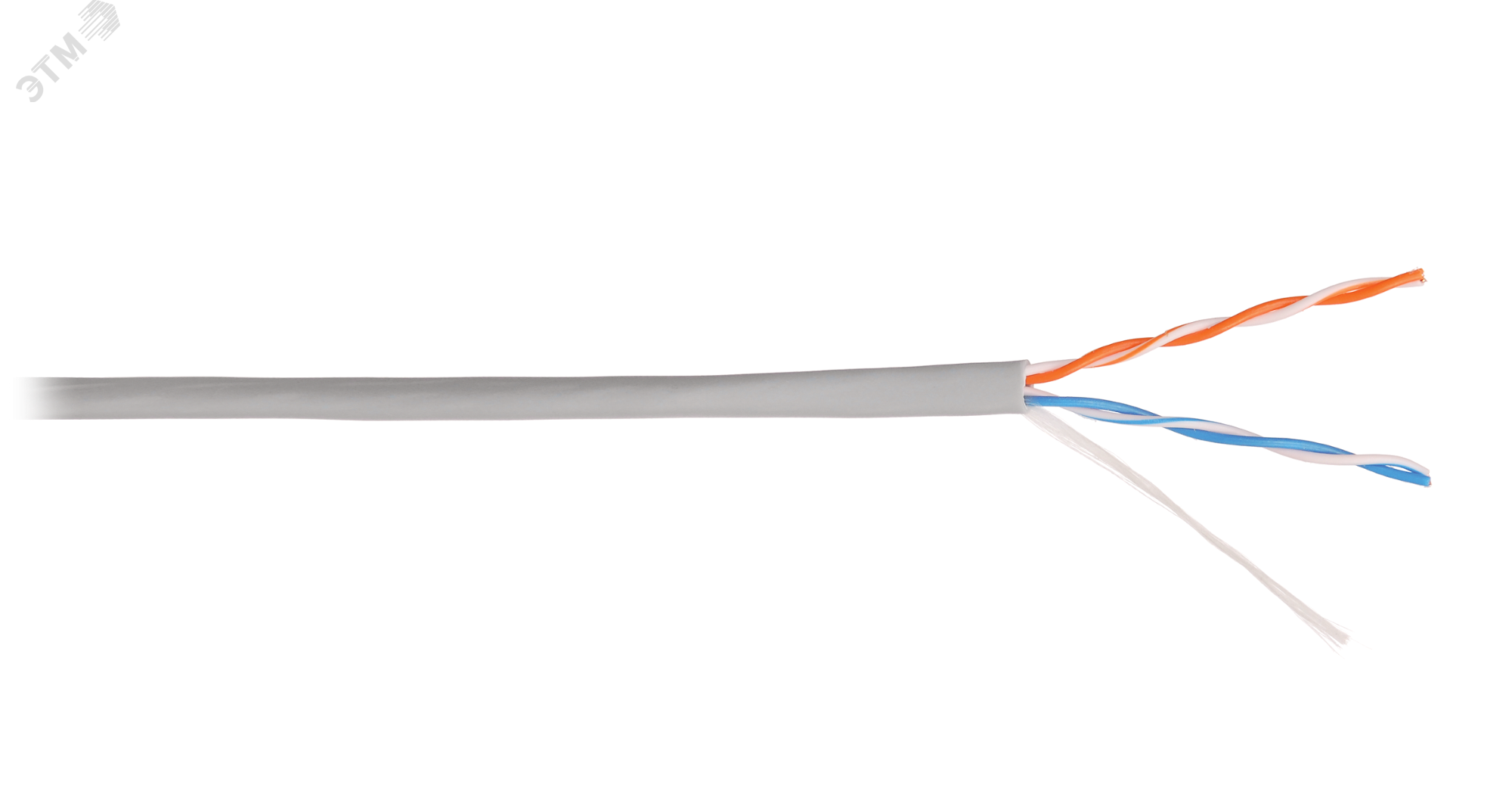 Кабель U/UTP 2 пары, Кат.5 (Класс D), 100МГц, одножильный, BC (чистая медь), 24AWG (0,50мм), поливинилхлорид, внутренний, серый, 305м