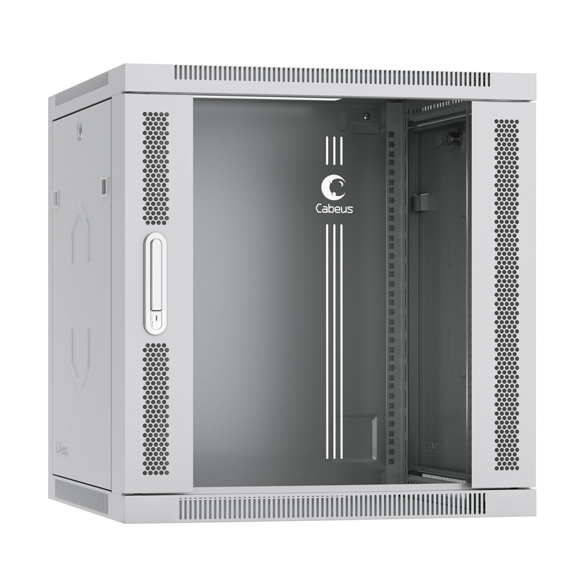 Шкаф телекоммуникационный настенный разобранный 19дюйм 12U 600x450x635mm (ШхГхВ) дверь стекло, цвет серый (RAL 7035)