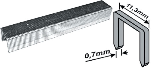 Скобы для степлера закаленные 11.3 мм х 0.7 мм, (узкие тип 53) 6 мм, 1000 шт