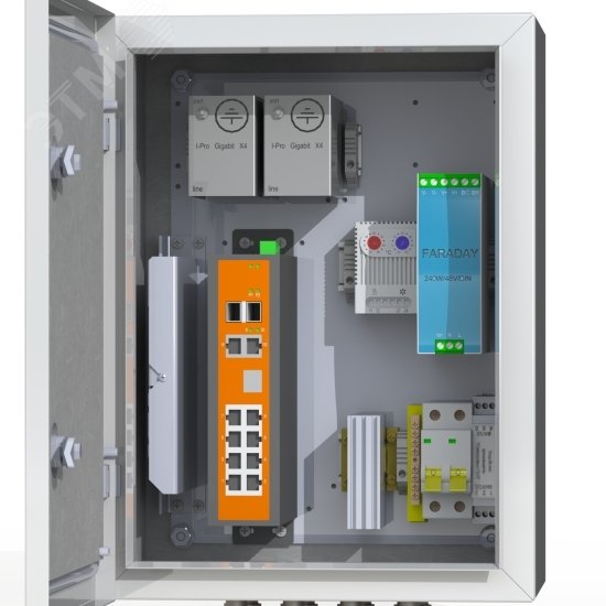 Узел коммутационный 8хPoE, 2хSFP, 4хSC, IP66, 300х400х210 мм