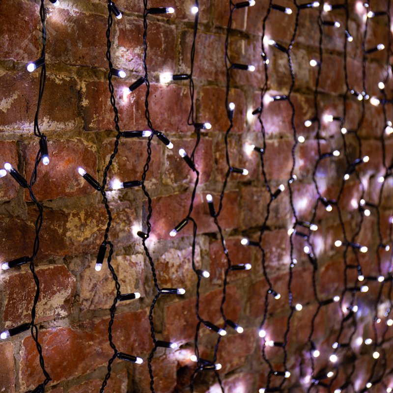 Гирлянда светодиодный Дождь 2х3 м, эффект мерцания, черный провод, 230 В, диоды белые