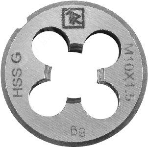 Плашка D-DRIVE круглая ручная с направляющей в наборе М3х0.5, HSS, Ф25х9 мм