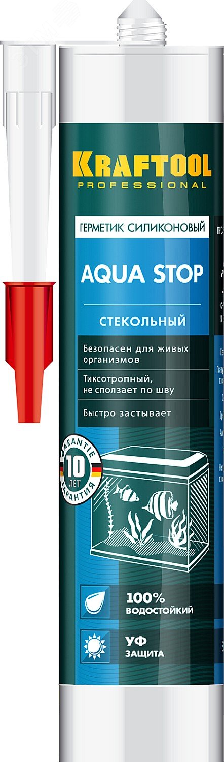 Герметик стекольный силиконовый Aqua Stop 300 мл прозрачный