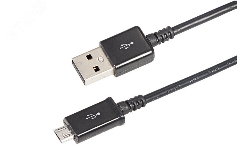 USB кабель micro USB, длинный штекер, 1м, черный, без индивидуальной упаковки,