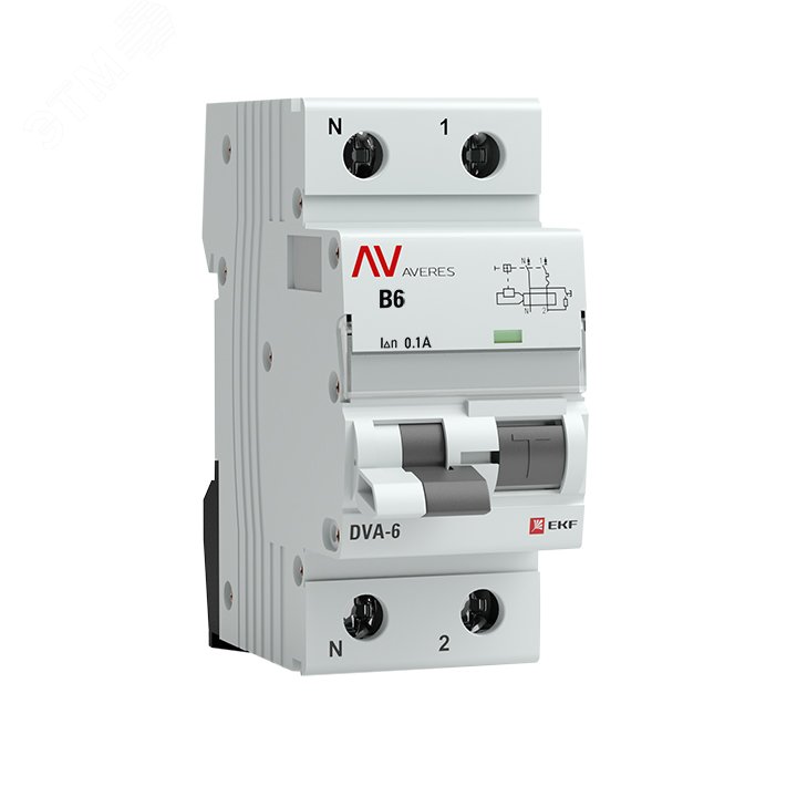 Автомат дифференциальный DVA-6 1P+N 6А (B) 100мА (AC) 6кА AVERES