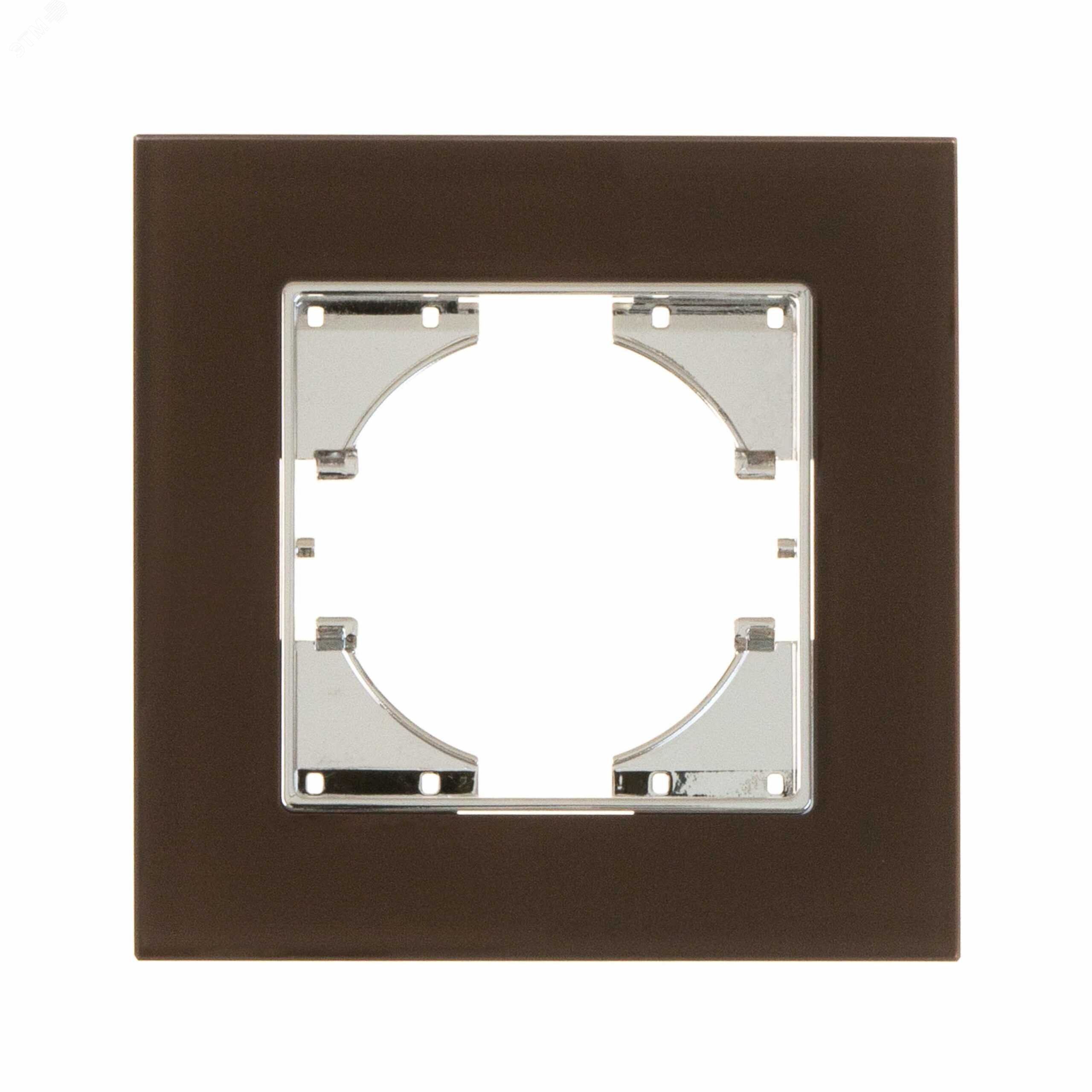UGRA рамка 1-местная, стекло,  коричневый.
