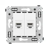 Avanti Компьютерная розетка RJ-45 без шторки в    стену, кат.5е двойная, Белое облако