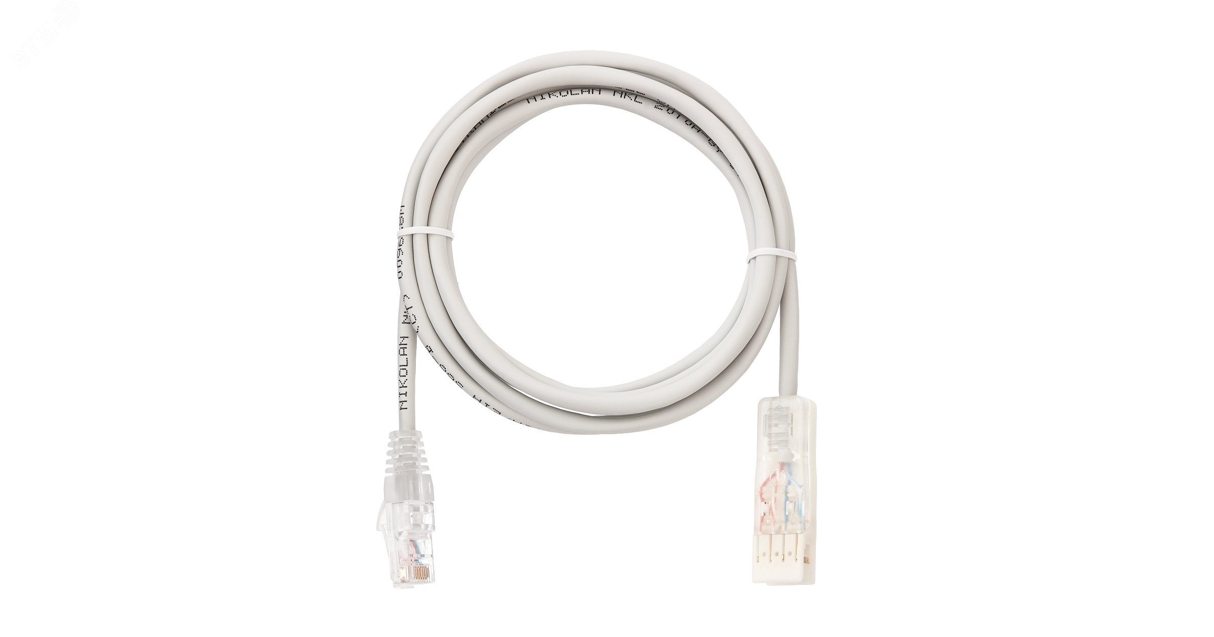 Патч-корд U/UTP 2 пары Cat 5 110-RJ45/8P8C Ethernet 7х0192мм LSZH серый 1м