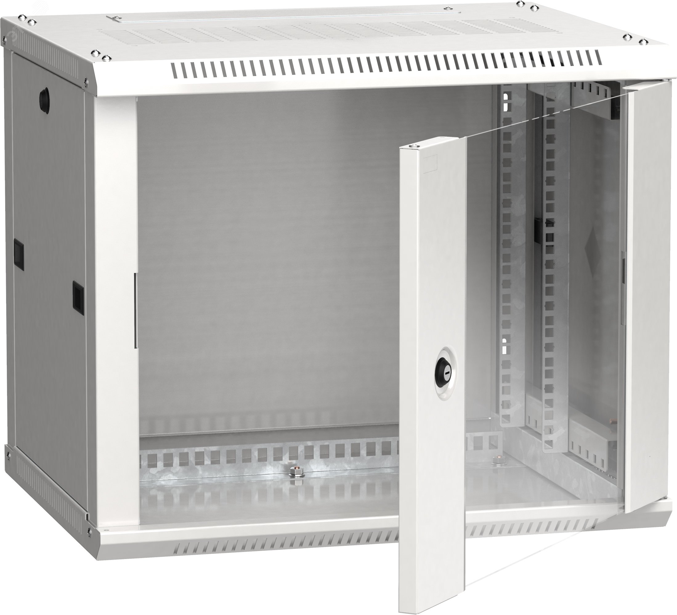 Шкаф настенный 19' LINEA W 9U 600x450мм стеклянная дверь RAL7035