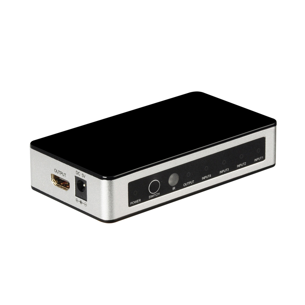 Хаб HDMI v1.4, 4 порта в 1 порт HDMI PiP, с пультом ДУ, черный