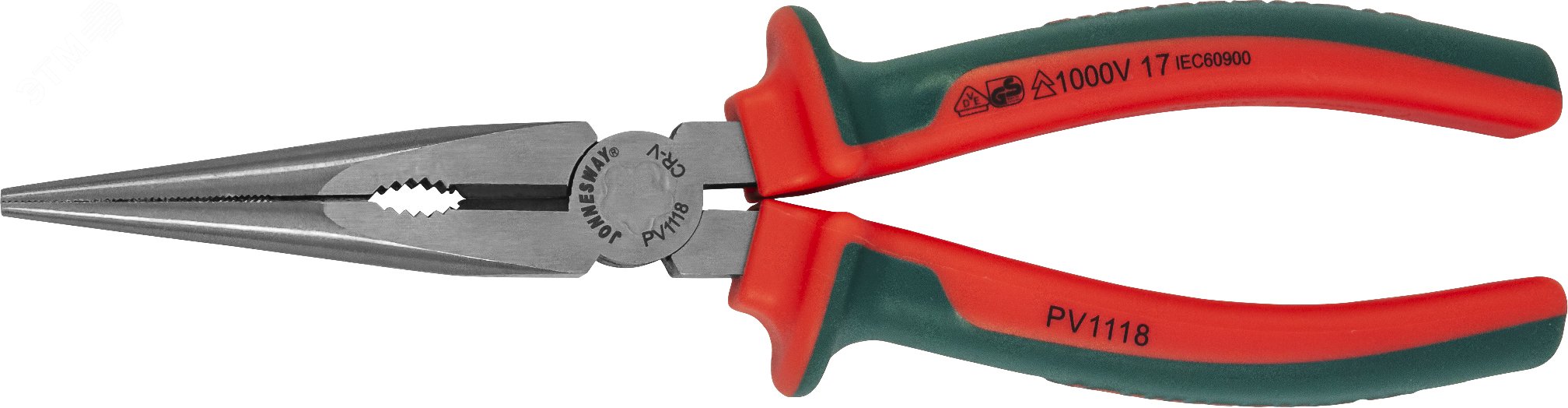 Длинногубцы диэлектрические прямые с двухкомпонентными рукоятками, 200 мм