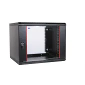 Шкаф телекоммуникационный настенный разборный 6U (600х350) дверь стекло черный
