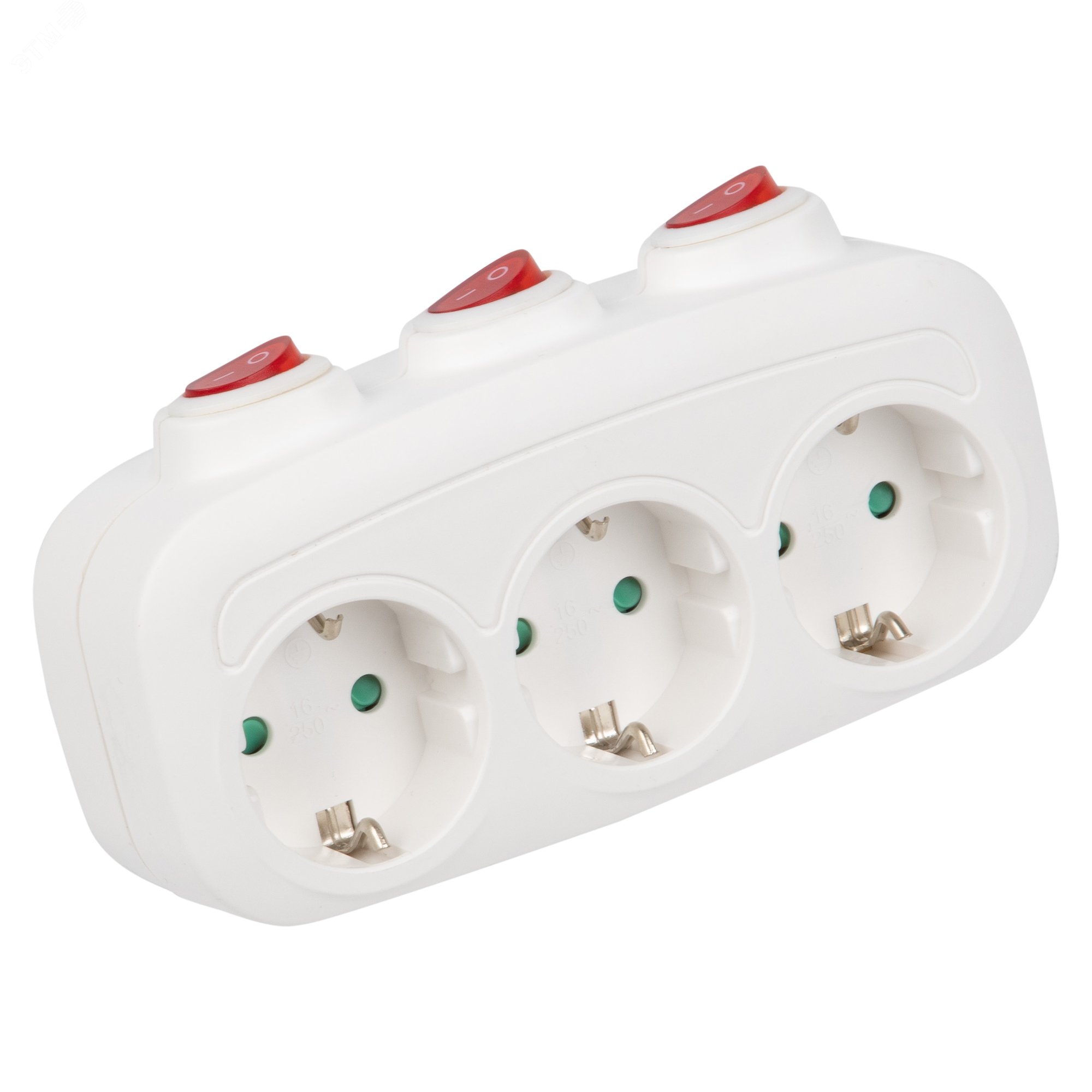 Разветвитель сетевой S-GES3-16OB WHITE с выключателем, с/з. 3 гнезда. 16А, 3500Вт. Белый. ТМ Uniel