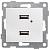 GUSI Bravo механизм розетки USB,  двойной,  скрытая  установка. Цвет  белый.