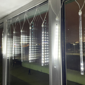 Гирлянда LED Сосульки 2,1м холодный свет, 7V, IP44 (трансформатор в комплекте)